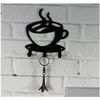 Hooks Rails Coffee tasse noire 3 Hook Metal Key Holders Hooks Rack Hanger Organizer Mur Home D￩core 6fl UU Drop Livilar Garden H DHZ2O