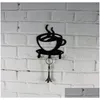 Hooks Rails Coffee tasse noire 3 Hook Metal Key Holders Hooks Rack Hanger Organizer Mur Home D￩core 6fl UU Drop Livilar Garden H DHZ2O