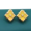 Stud Earrings Vintage Antique Gold Color Multi Clover Earring For Women Girl Gift Flower Mujer Aretes