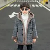 Giacche Adolescenti Ragazzi Vestiti Invernali Peluche Cappotto di lana Moda Medlunghezza Spessore Cappotto caldo Abbigliamento per bambini Plaid Top con cappuccio 414 Y 221125