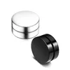 Punk Fake Mens Stud Earrings Black Silver Stainless Steel Magnet Round Ear Clip for Men Women Mix size 6mm 10mm 12mm5947565