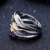 Rings Rings Gem's Ballet 925 Sterling Silver Twist Band Ring الطبيعية Peridot Amethyst Topaz Gemstones for Women Wedding