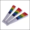 Party Favor Rainbow Craft Ventilateurs pliants Pp Plastics Ventilateur pliable tenu dans la main pour la décoration de la maison Party Favor Factory Direct 2 1Sq E1 Dr Dhzup