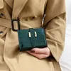 Fashion luxury patent leather short purse women's new Korean version of two fold crocodile wallet students everything folding card bag