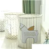 Paniers De Rangement Coton Lin Tissu Art Étoile À Cinq Branches Cheval Vêtements Sales Seau De Stockage Jouets Panier Accueil Organisation D Dhgarden Dh0Ca