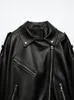 Kadın Ceketleri Kadın Bahar Moda Siyah Sahte Deri Ceket Bayanlar Sıradan Fermuar Biker Ceket Kadın Sonbahar Gevşek Çift Çift 221125