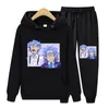 Women's Two Piece Pants Womens Funny Anime Print Basic Cotton Sweatshirts 2 Sets Early Spring Hoodies Elastic Waist Casual Suits Street Wear