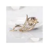 Pins Broschen Rote Kristallspitze Brosche Diamant Blume Cor Schal Schnalle Broschen Frauen Kleid Anzug Modeschmuck Drop Lieferung Dhoi2