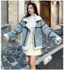 Pelliccia da donna 2022 Giacca invernale in pelle scamosciata Cappotto da donna Caldo lana d'agnello Parka Donna Agnello Velluto Finto PU Cappotto Bomber da locomotiva da donna