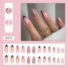 24 -stcs/set nep nagels volledige hoes kunstmatige pers op nagels kunst amandel draagbaar diy short simple nagel met witte zijsterontwerp