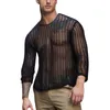 Men's T Shirts Quick Short Mens Street Trend Woven Solid Color Mesh Knitted Long Sleeve Top Petite Mock Turtleneck