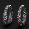 Örhängen Zlxgirl Multicolor Full Mirco Paved Cubic Zirconia Kvinnor Bröllopsfest Örhänge Höga Smycken Öron Par Brinco