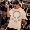 メンズTシャツ夏のメンズプリントコットンラウンドネック特大のTシャツ屋外スポーツフィットネス通気性弾性半袖