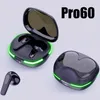 Mobiele telefoon oortelefoons pro60 tws oortelefoon coole licht flash true draadloze bluetooth 5.1 headset gaming hoofdtelefoon oordelefoons met microfoon voor alle telefoon