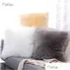 Cushion/Decorative Pillow Pillow Fluffy Long Plush Pillowcase Wool S Fur Er Ins Sofa Bed Pillows Christmas Decorations Room Throw Dr Dhywl