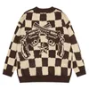 Men's Sweaters Hip Hop Knitted Men Harajuku Vintage Star Gun Plaid Jumper Streetwear Casual Oversized Pullover Couple Autumn Tops 221125