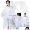 Raincoats Water Proof Emergency Hood Rain Coat Transparent Plast Tjock utomhus forsr￤nning Poncho Rainwear Kid Boy Girl Raincoat Mti C DHT1J