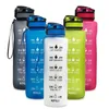 Bunte 1L Kunststoff Sport Outdoor Wasserflasche mit Zeitskala Erinnerung Farbverlauf 1000ml Wasserflasche GYM Krug Tasse Kunststoff Trinkflaschen