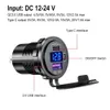 Car PD Type C USB Car Charger Socket and QC 3.0 Quick Charger 12V/24V Car Power Outlet Socket with LED Voltmeter ON/Off Switch