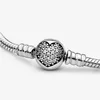 With Original BOX Bracelets Snake Chain Women fits pandora Authentic S925 Sterling Silver Heart CZ Diamond Pave Charms Bracelet Birthday Christmas Jewelry BR028