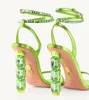 Słynna marka aura sandały buty kobiety kryształy obcasy aquazzuras lady gladiator sandalias sukienka ślub eleganckie pompki EU35-43 pudełko