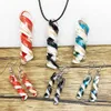 3 sets murano glazen schroef hanger ketting oorbellen voor vrouwen Chinese stijl handgemaakte blauw rood zwarte wervelwind