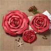 Decorative Flowers Wreaths Artificial Diy Paper Flower 20Cm 30Cm 40Cm Fake Rose Flowers Bedroom Wall Wedding Party Decor P Ography Dhwmo