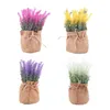 Fleurs décoratives Mini plantes de lavande artificielles Pot de bonsaï vert en plastique faux ornements de fleurs en Pot pour la décoration de Table à la maison