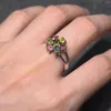 Ringos de cluster 1pcs/lote de cor natural Tourmaline Flower Ring S925 Silver Premium Fashion Ladies Jewelry Gift Crystal Acessórios Doce Taki