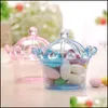 Gift Wrap Creative Crown Shape Candy Box Wrap Round Plastic Baby Shower Supplies Transparent Wedding Gift Wraps Decorations 0 97Sq I Dhnou