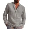 Camisas informales para hombre, primavera otoño 2022, camisa de lino y algodón de manga larga de Color sólido para hombre, Tops de verano Chemise Homme
