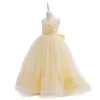 Girl Dresses Champagne Princess Puffy broderi Flower Ballgown Comunion f￶r br￶llop Robe Ceremonie