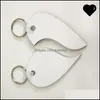 Party Favor White Double Side Key Tag Sublimation Blank Love Heart Keyrings Valentine DIY GEST DIY CHAVE CHAVE BURLES AVERSOS 2PCS MDF DH4W6