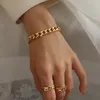 Pulseiras de elo de alta qualidade banhado a aço inoxidável 18 K Curb corrente cubana pulseiras de declaração ímã pulseira jóias de casamento presente