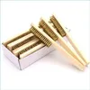 Cleaning Brushes Wood Handle Brass Wire Copper Brush For Industrial Devices Surface Inner Polishing Grinding Cleaning 6X16 Row Hand Dhytm