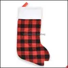 Christmas Decorations Christmas Stockings Red And Black Buffalo Plaid Fireplace Hanging Stocking Family Holiday Xmas Party Decoratio Dhgaj