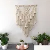 Decorative Objects Figurines Solid Color Bohemia Simple Hand Made Weave Tassel Tapestry Home Decor Wall Hang Holiday Events Party Dhvna