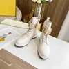 2022 Designer Fendyity Boots Shoes Nude Black Pointed Toe Mid Heel Long Short Boots Shoes NMg