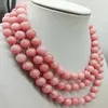 Charmante 10 mm roze ronde edelsteen kralen mode ketting 48" sieraden