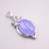 Pendentif Colliers 18K GP Avec Violet Jade Bénédiction Ellipse Zircon 35 17mm Cadeau