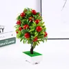 Decorative Flowers Bonsai Artificial Plants Mandarin Orange Blooming Fruit Tree Potted For Home Garden Wedding Decoration Fake Plant Craft