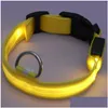 Dog Collars Leashes Night Led Flash Dog Collars Adjustable Safety Light Leash Puppy Home Pet Supplies Drop Delivery Garden Dhaox
