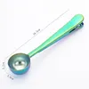 Creative color Spoons stainless steel two in one coffee measuring spoon with sealing clip ice cream tea milk powder kitchen tools LK382