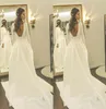 Sjöjungfru 2023 designer bröllopsklänningar brudklänning långa ärmar satin sexig rygglös skräddarsydd sveptåg vestidos de novia plus storlek