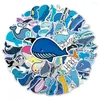 Papier cadeau 50pcs dessin animé baleine bleue autocollants pour Scrapbook guitare cahiers papeterie ordinateur portable Kscraft mignon autocollant Scrapbooking fournitures