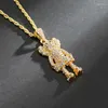 Pendant Necklaces Karopel Iced Out Cartoon Puppets Necklace For Women Men Full Zircon Pendants Jewelry Making