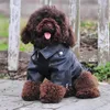 Dog Apparel PU Leather Winter Coat Warm Zip Up Puppy Jacket Vest Windproof Clothes For With D-Ring