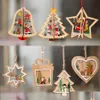 Decorações de Natal Árvore de Natal Árvore de Christmas Heart Snowflake Jingle Bell Hanges Decorações Ornamentos de madeira EL DECORA DO ELEMENTO DAPAÇÃO DHTNS DHTNS