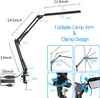 LED-skrivbordslampa svängarmsljus med klämma 3 Belysning 10 ljusstyrka ögonvårdslägen Läslampor för hemmakontor 360 graders snurr med USB-adapter