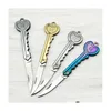 Keychains Chaelards Shape Mini Faca dobrável Sabre ao ar livre Pocket Pocket Fruit Mtifuncional Chain Swiss Selfdefense Knives EDC Tool D Dhazc